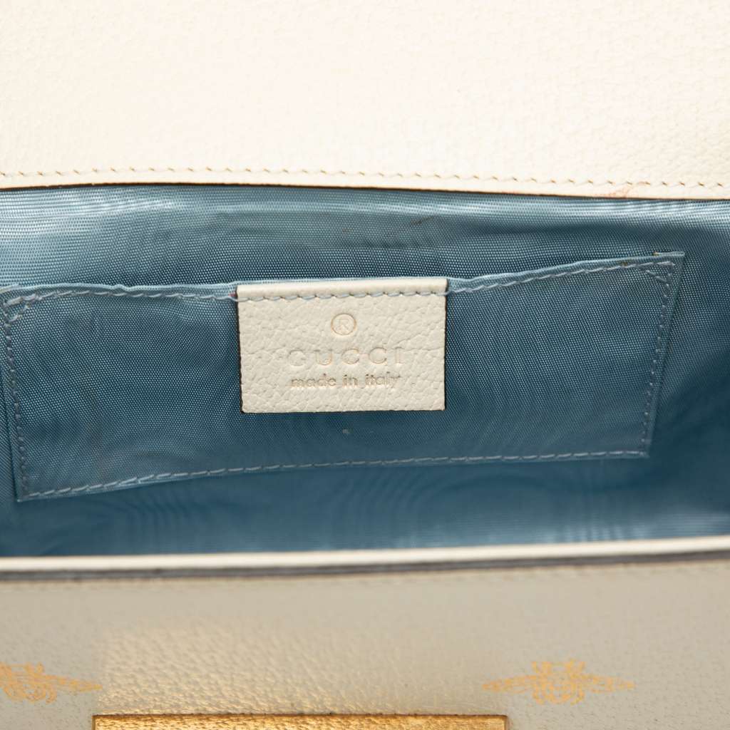 Gucci Small Leather Bee Star Padlock Crossbody White Leather Good condition - Box View