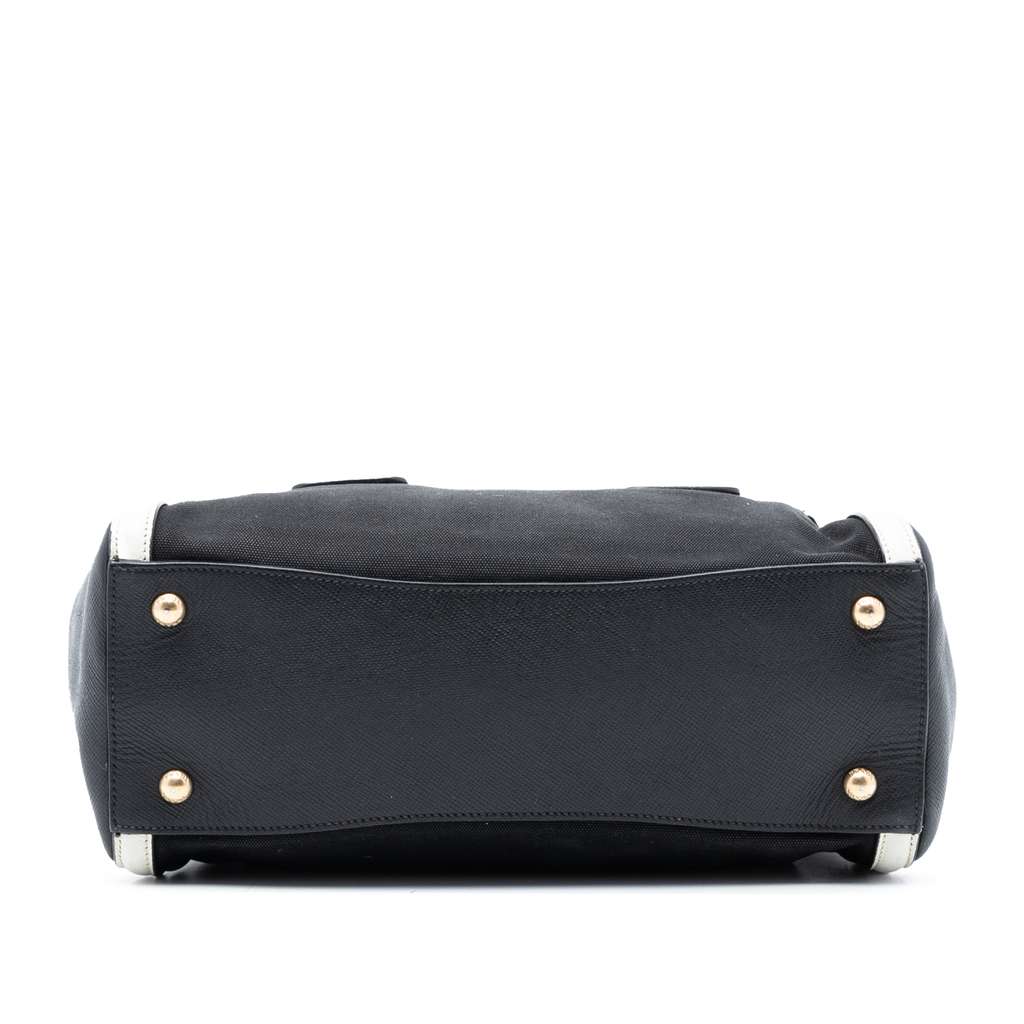 Prada Bicolor Saffiano Cuir Trimmed Canvas Satchel Black Canvas Good condition - Inside View