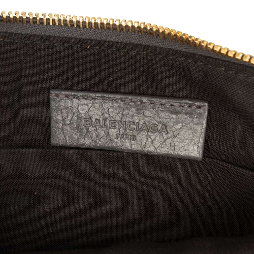 Balenciaga Lambskin Motocross Giant 12 Zip Around Flat Clutch Grey Leather Good condition - Box View