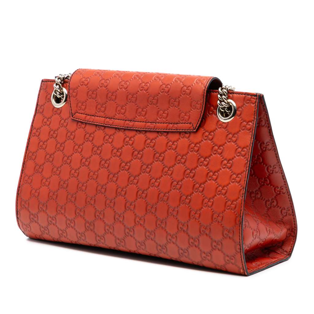 Gucci Large Guccissima Emily Shoulder Bag Orange Leather Good condition - Back View