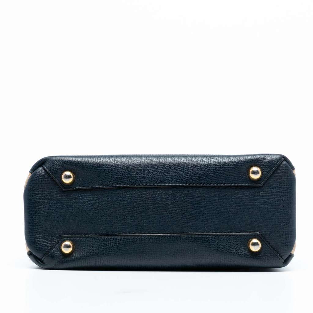 Burberry Small Grainy Calfskin and House Check Banner Satchel Blue Leather Good condition - Inside View