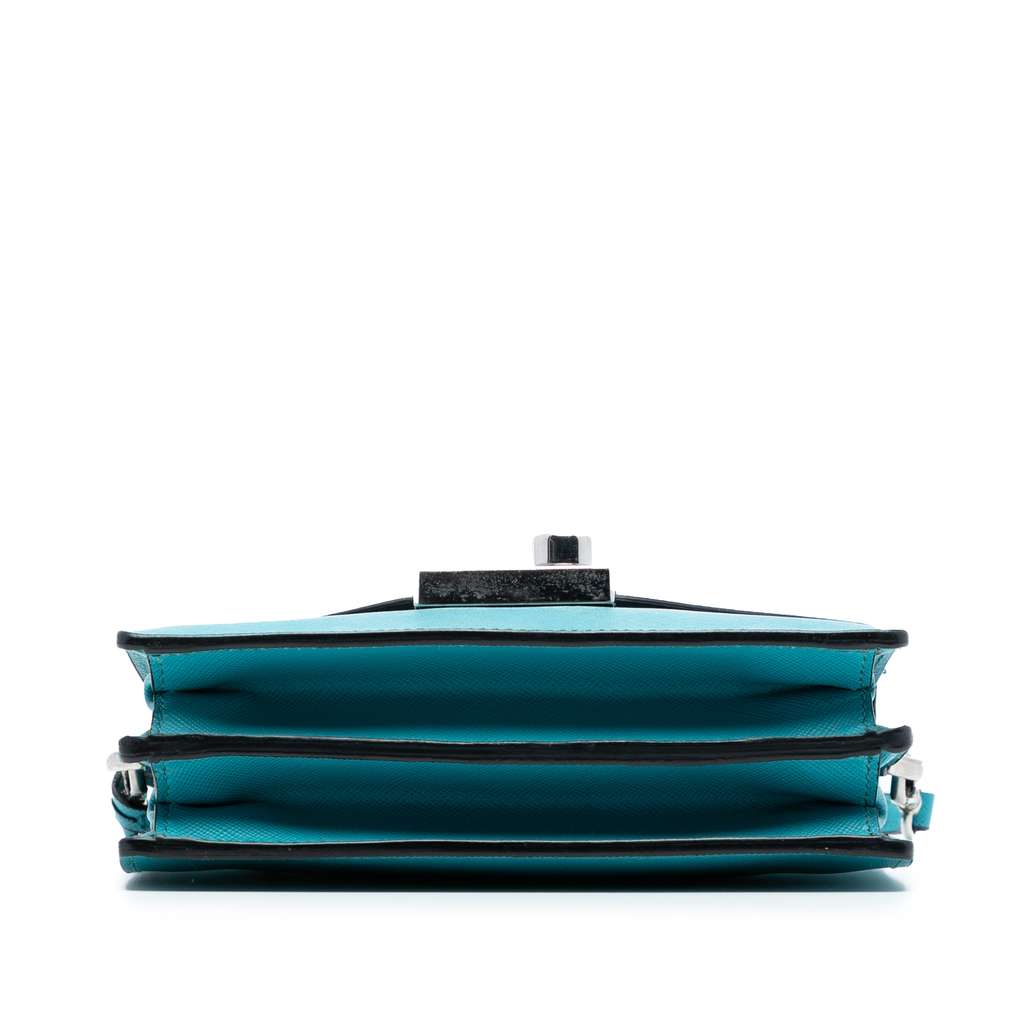 Prada Saffiano Lux Sound Lock Satchel Blue Leather Good condition - Inside View