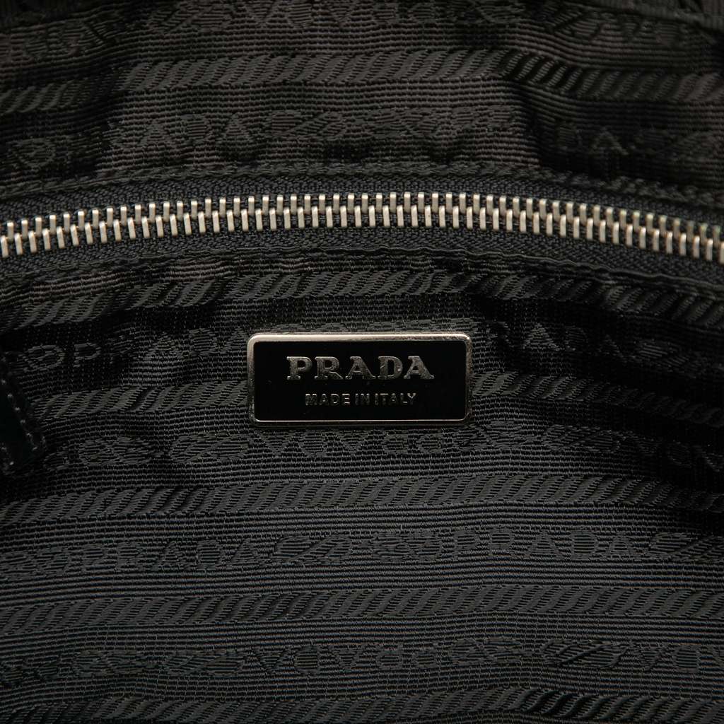 Prada Vitello Trimmed Tessuto Handbag Black Good condition - Box View