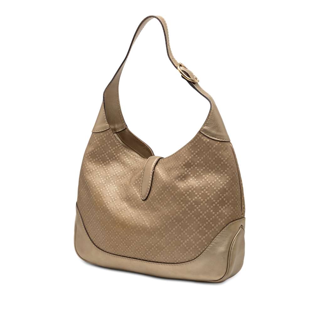 Gucci Diamante Leather Jackie O Bouvier Shoulder Bag Gold Leather Good condition - Back View