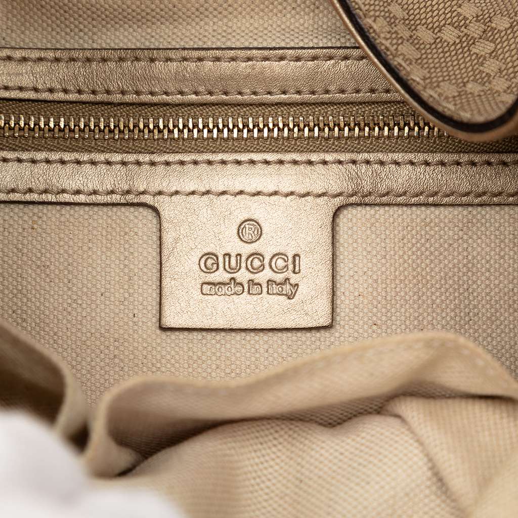 Gucci Diamante Leather Jackie O Bouvier Shoulder Bag Gold Leather Good condition - Box View