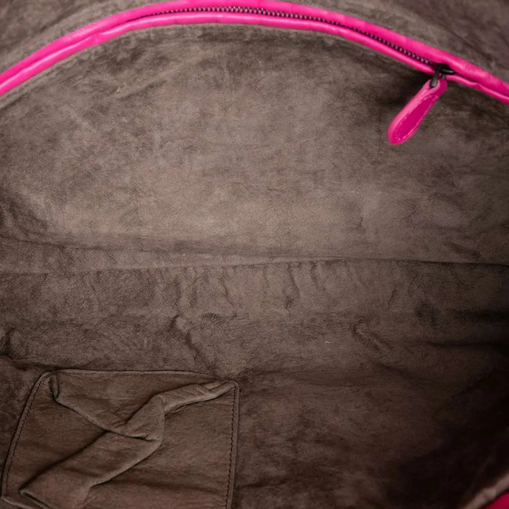 Bottega Veneta Nappa Intrecciato Fold Over Tote Pink Leather Very good - Model View