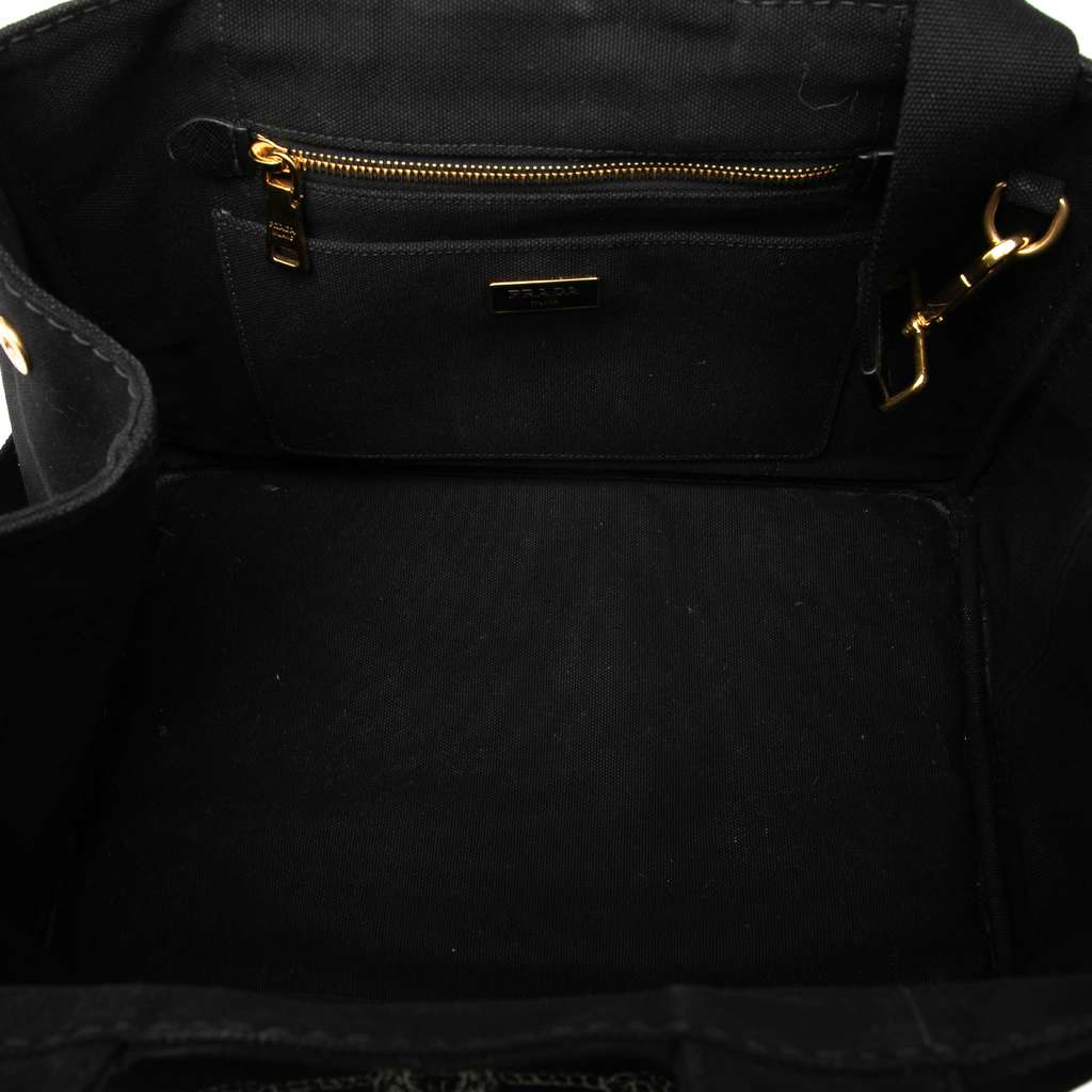 Prada Canvas Canapa Logo Satchel Black Canvas Good condition - Model View