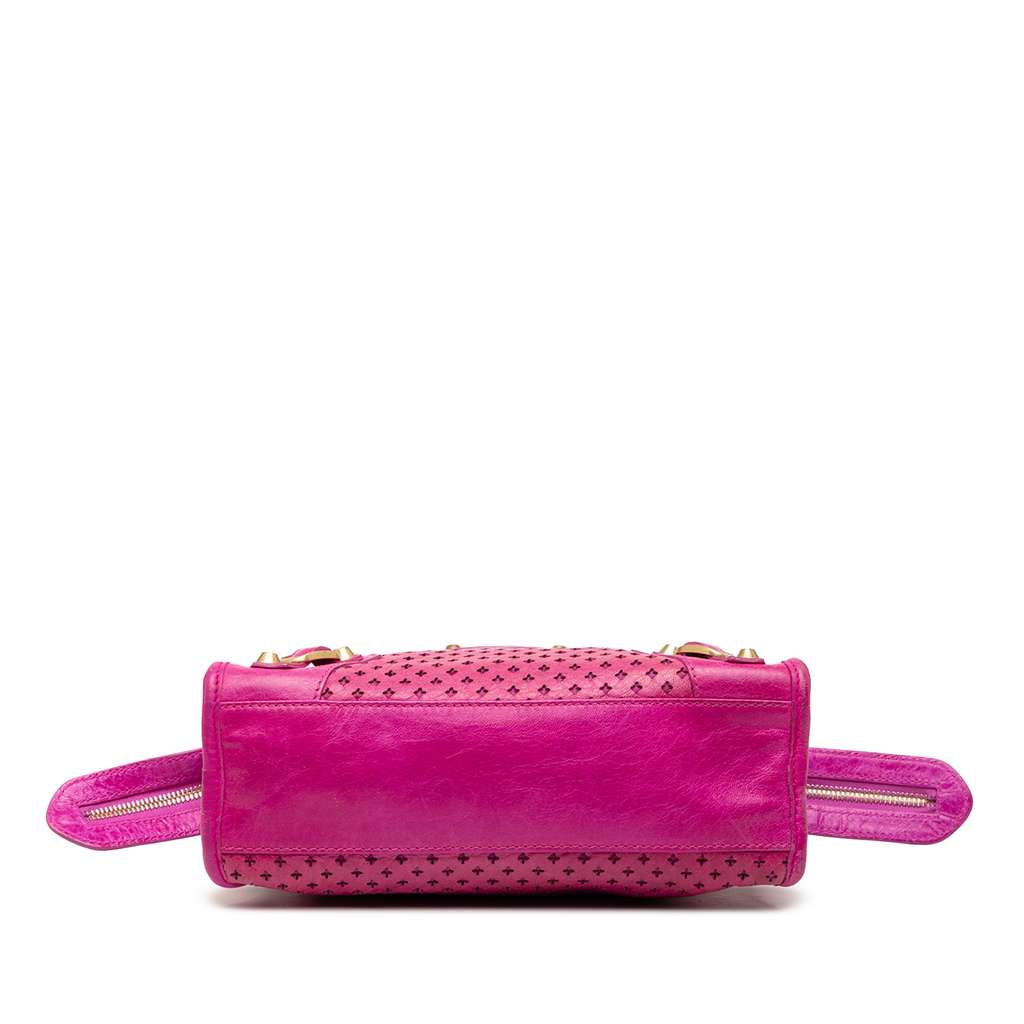 Balenciaga Mini Lambskin Motocross Stadio Laser Cut Cross Classic City Satchel Pink Leather Good condition - Inside View