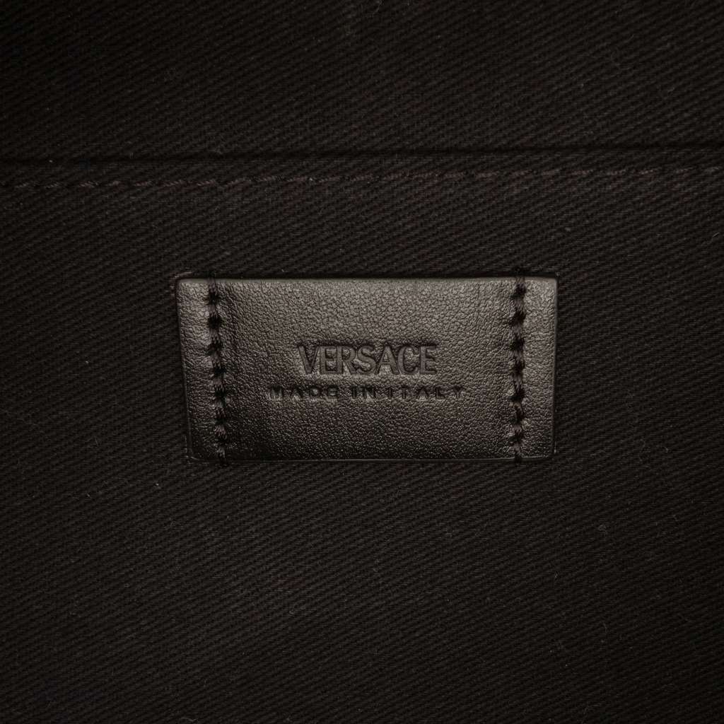 Versace Coated Canvas La Greca Zip Around Messenger Bag Black Canvas Good condition - Box View
