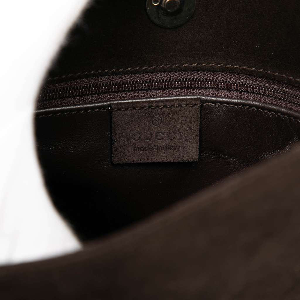 Gucci Suede Shoulder Bag Brown Leather Good condition - Box View