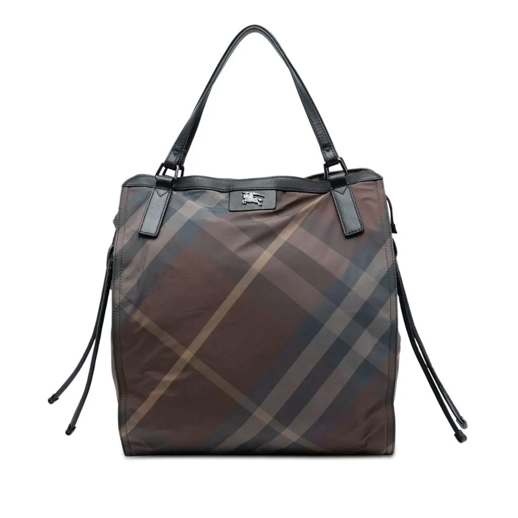 Burberry Supernova Check Nylon Buckleigh Tote Brown Very good - Front View