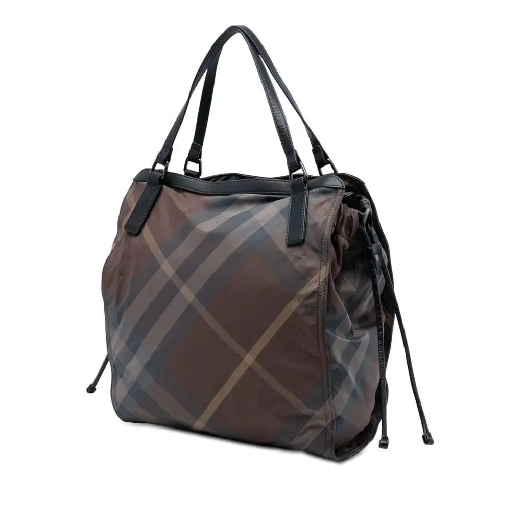 Burberry Supernova Check Nylon Buckleigh Tote Brown Very good - Back View