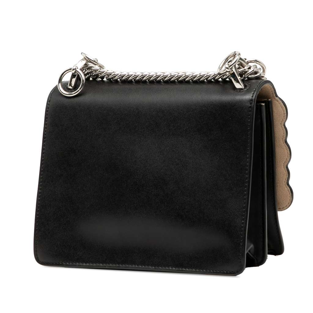 Fendi Mini Scalloped Leather and Pearls Kan I Crossbody Black Leather Good condition - Back View