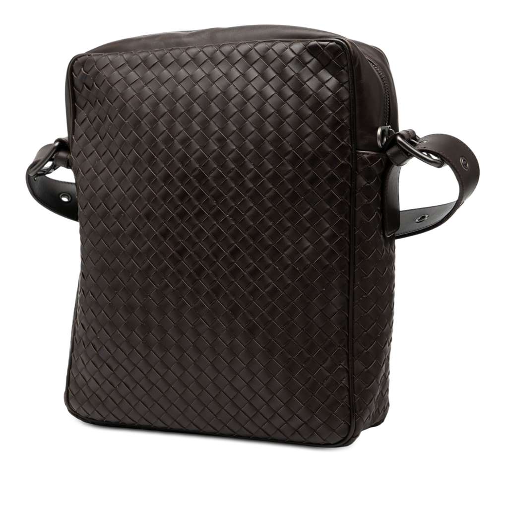 Bottega Veneta Nappa Intrecciato Front Pocket Crossbody Brown Leather Good condition - Back View