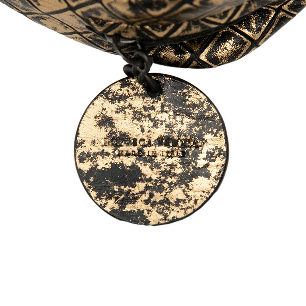 Bottega Veneta Metallic Calfskin Intrecciomirage Chain Flap Crossbody Gold Leather Good condition - Box View