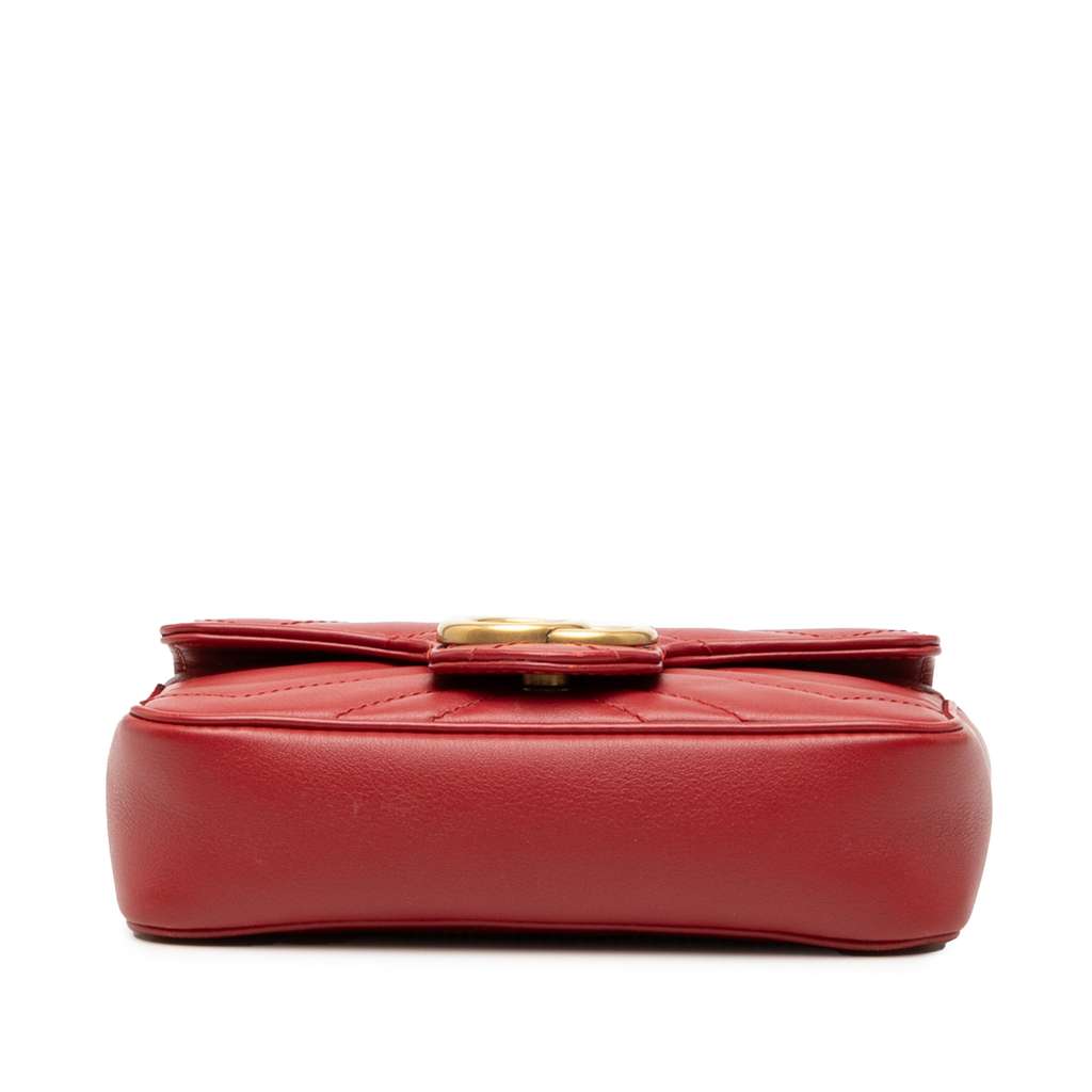 Gucci Mini GG Marmont Matelasse Leather Flap Crossbody Red Leather Good condition - Inside View