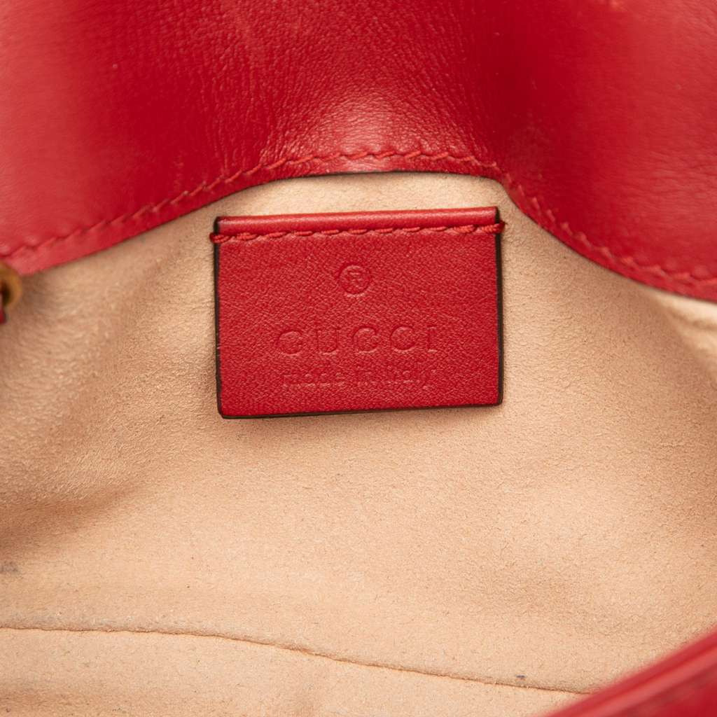 Gucci Mini GG Marmont Matelasse Leather Flap Crossbody Red Leather Good condition - Box View