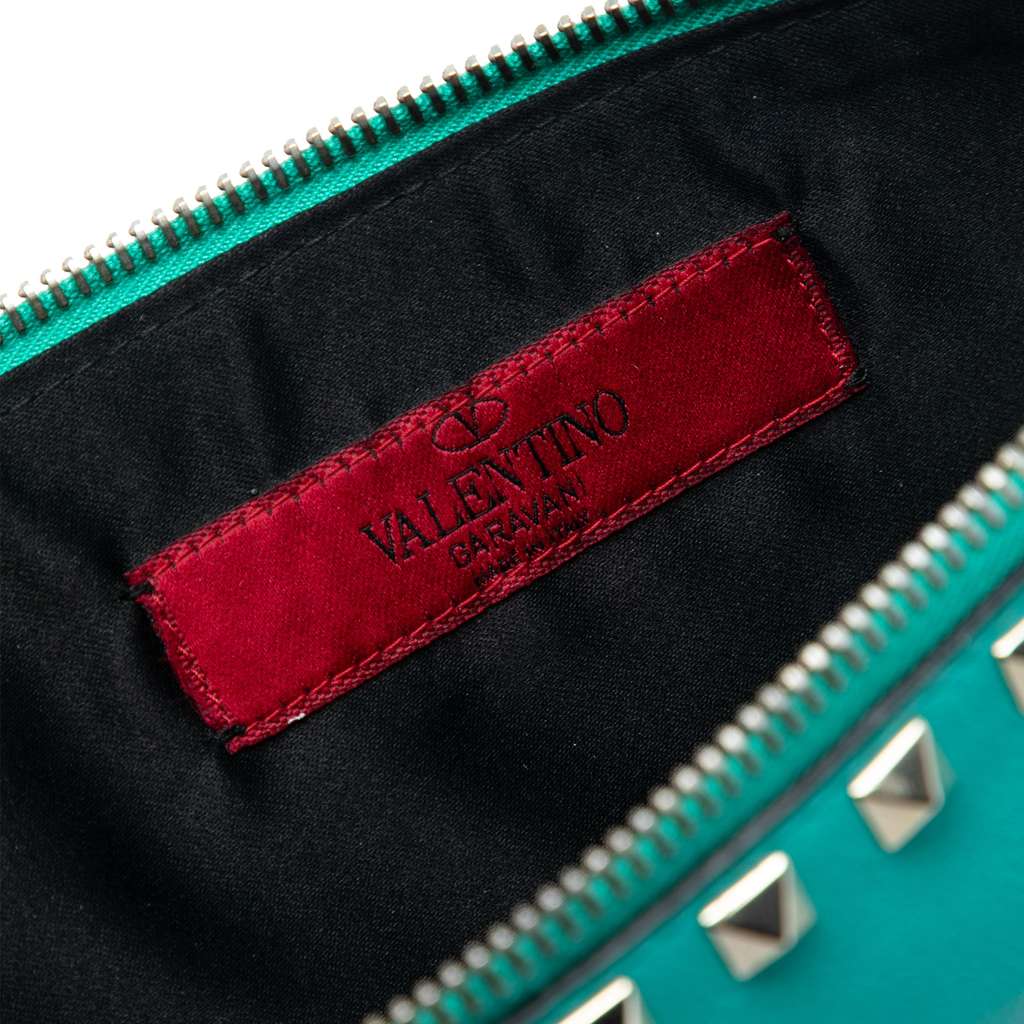 Valentino Leather Rockstud Clutch Blue Leather Good condition - Box View