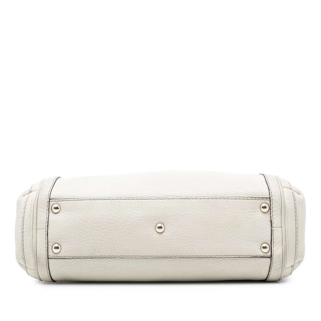 Gucci Pebbled Calfskin Bella Satchel White Leather Good condition - Inside View