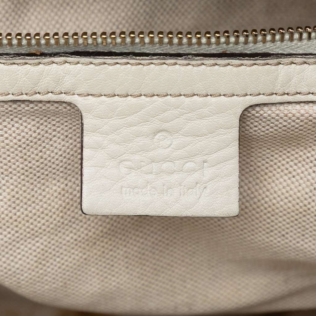 Gucci Pebbled Calfskin Bella Satchel White Leather Good condition - Box View