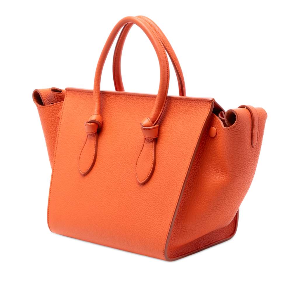 Celine Small Grained Calfskin Tie Knot Handbag Orange Leather Good condition - Back View