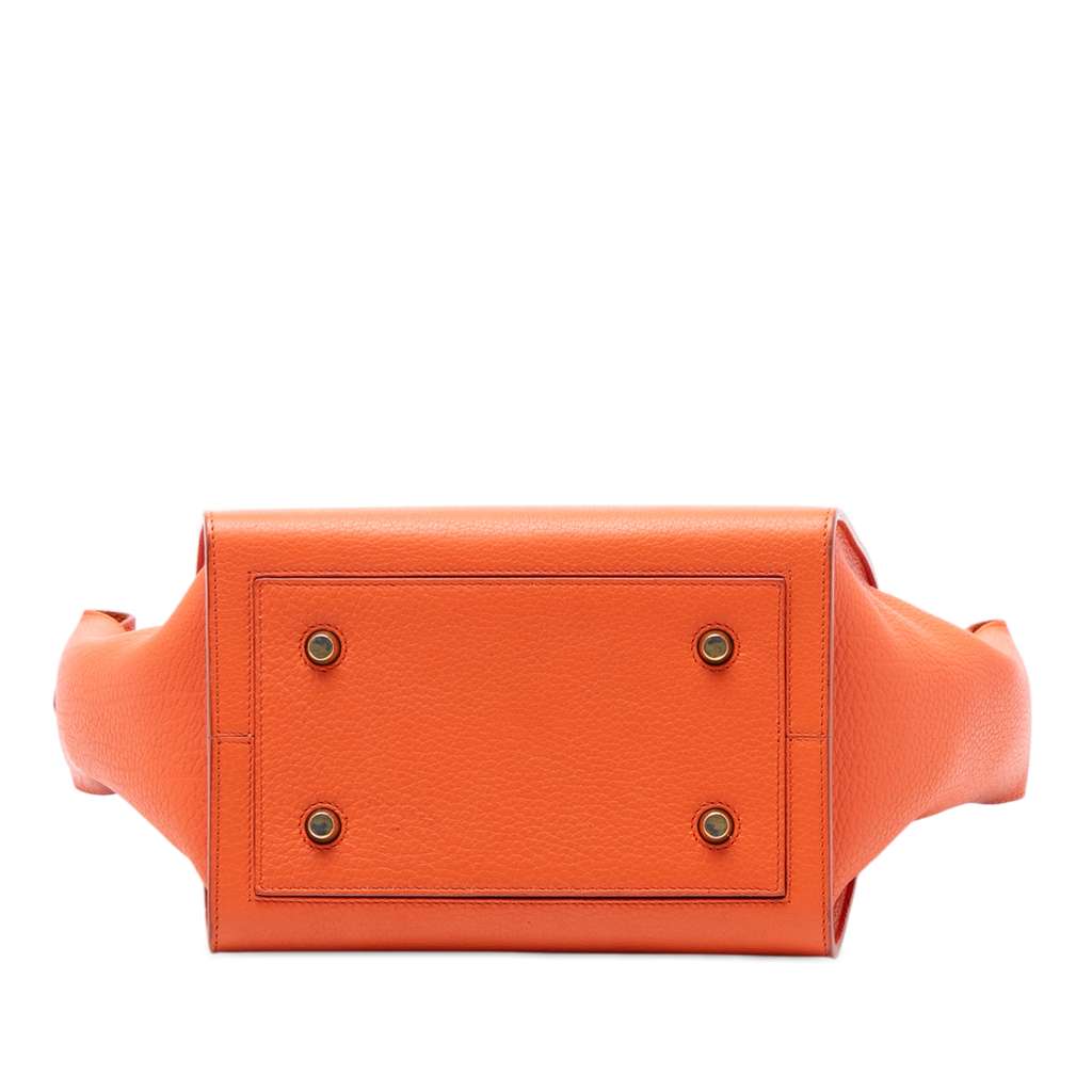 Celine Small Grained Calfskin Tie Knot Handbag Orange Leather Good condition - Inside View
