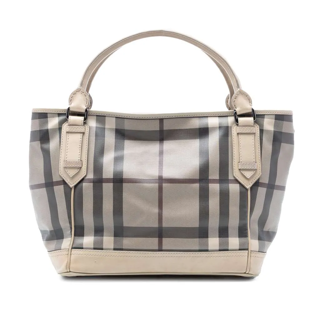Burberry Smoked Check Coated Canvas Handbag Brown Canvas Very good - Front View