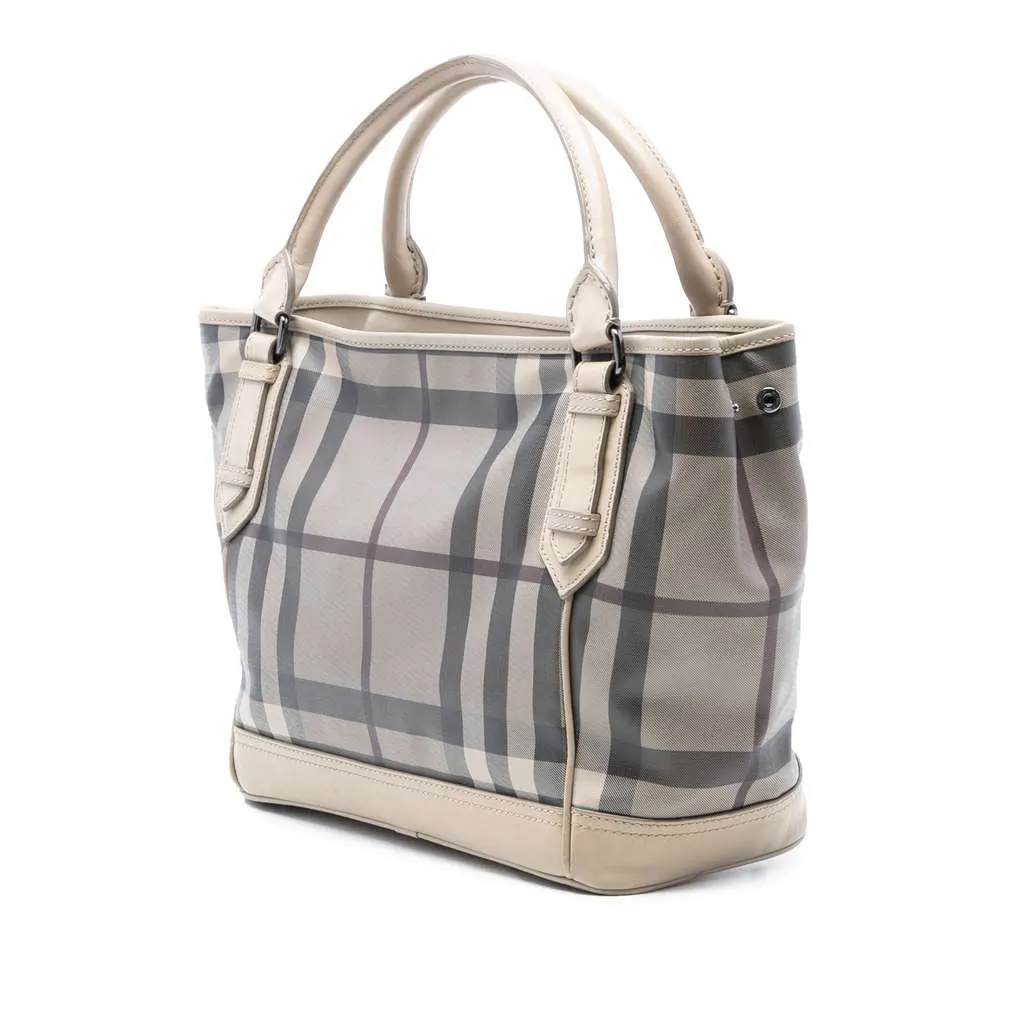 Burberry Smoked Check Coated Canvas Handbag Brown Canvas Very good - Back View