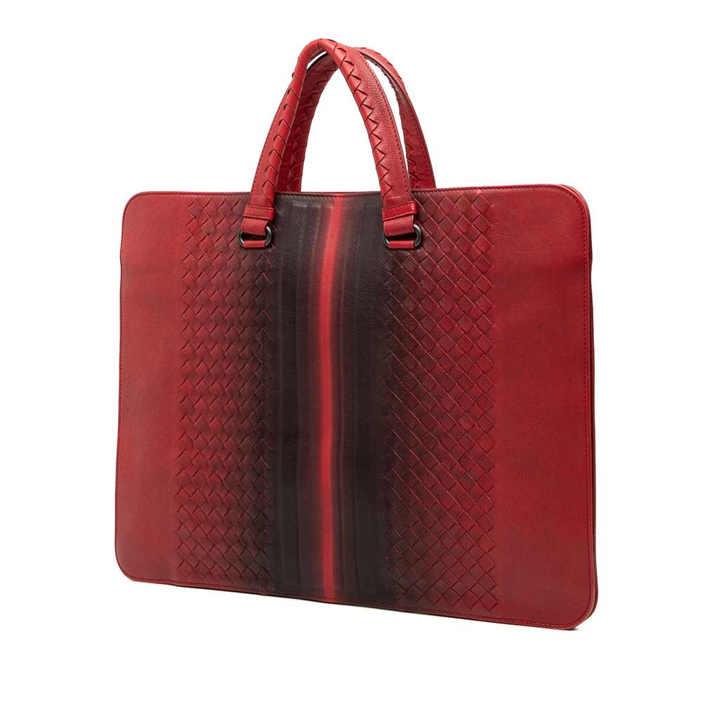 Bottega Veneta Nappa Intrecciato Briefcase Red Leather Good condition - Back View