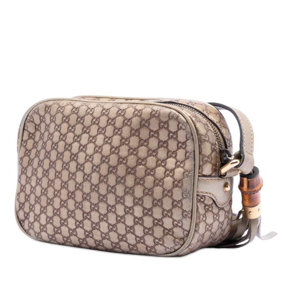 Gucci Metallic Microguccissima Sunshine Disco Camera Bag Gold Leather Good condition - Back View