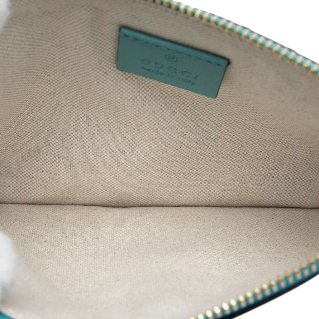 Gucci GG Star Embossed Leather Pouch with Chain Blue Leather Good condition - Model View