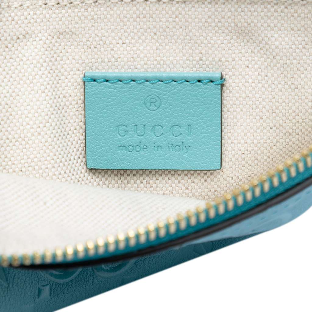 Gucci GG Star Embossed Leather Pouch with Chain Blue Leather Good condition - Box View