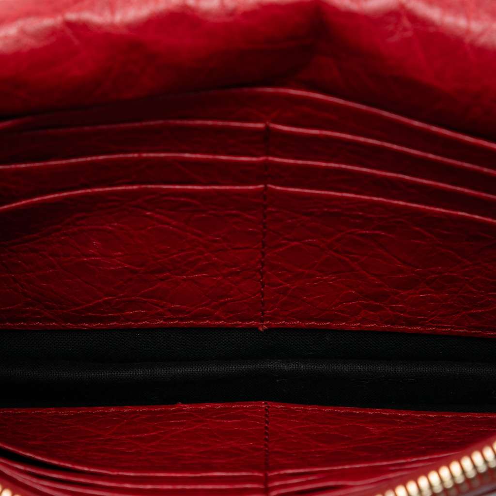 Balenciaga Lambskin Motocross Metallic Edge Wallet on Chain Red Leather Good condition - Model View