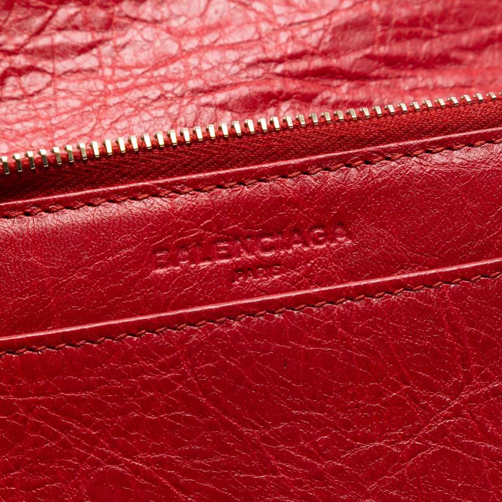 Balenciaga Lambskin Motocross Metallic Edge Wallet on Chain Red Leather Good condition - Box View