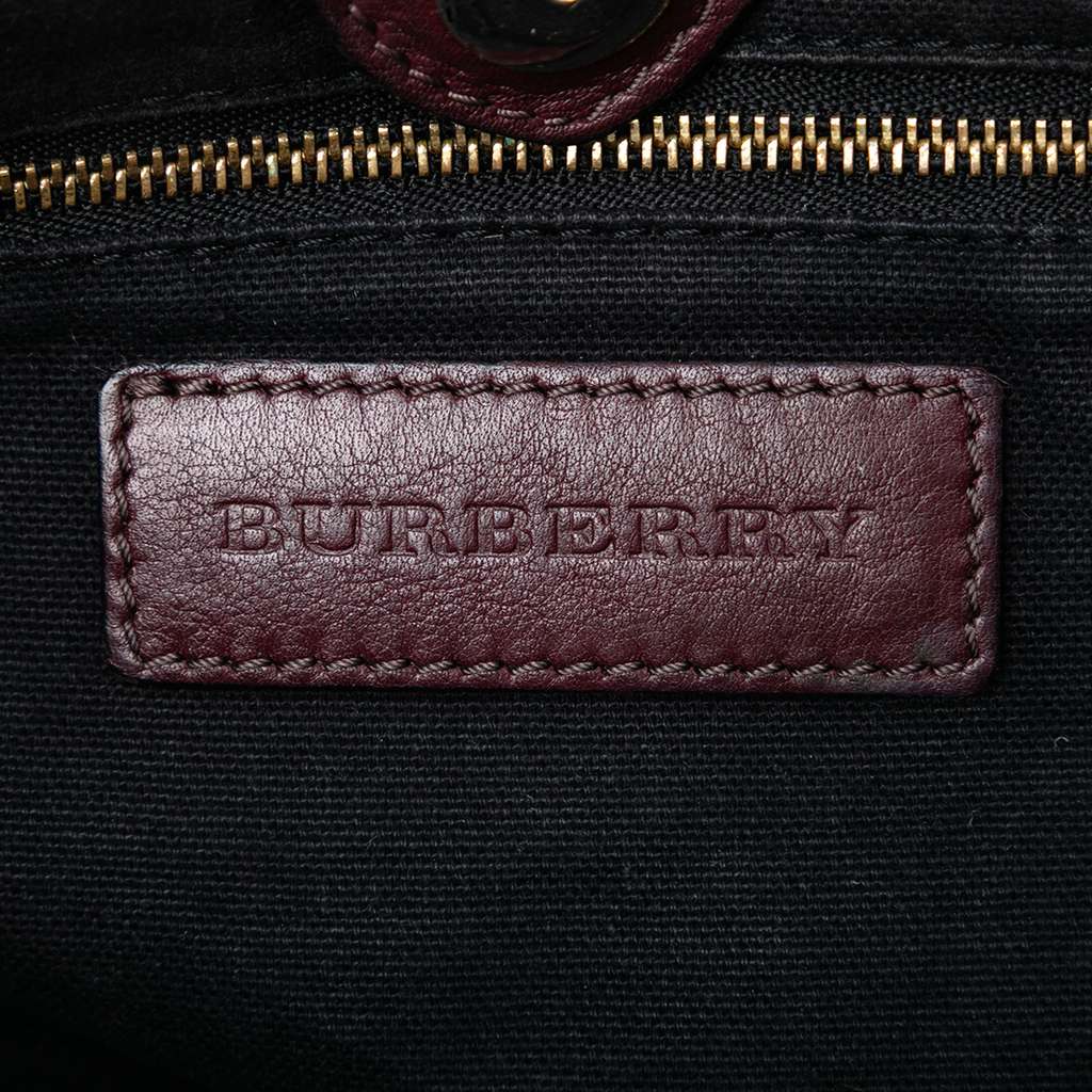 Burberry House Check Canvas and Calfskin Little Crush Crossbody Red Leather Good condition - Box View