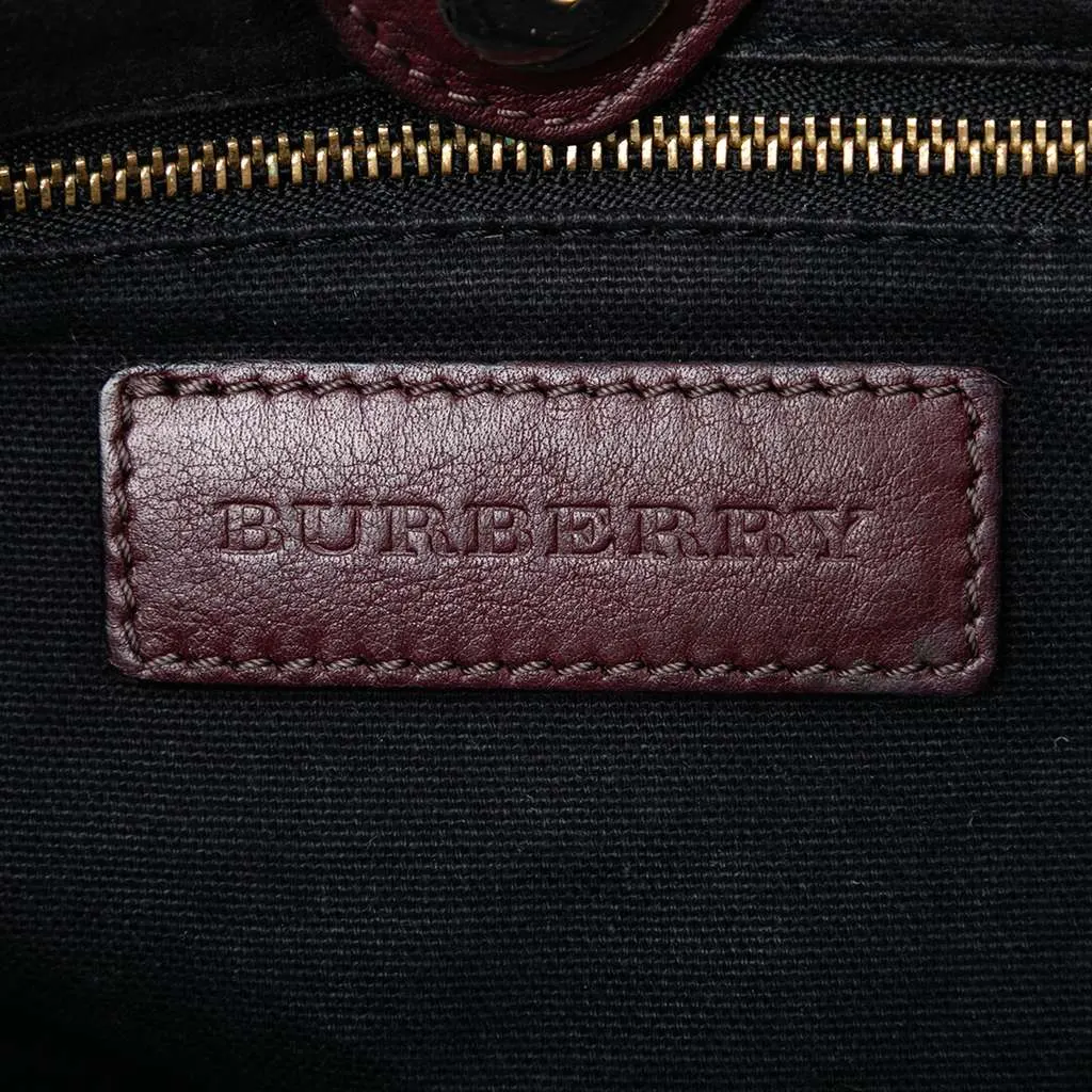 Burberry House Check Canvas and Calfskin Little Crush Crossbody Red Leather Very good - Box View