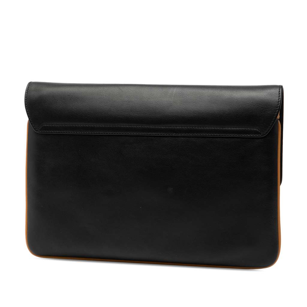 Celine Leather Carriage Clutch Black Leather Good condition - Back View