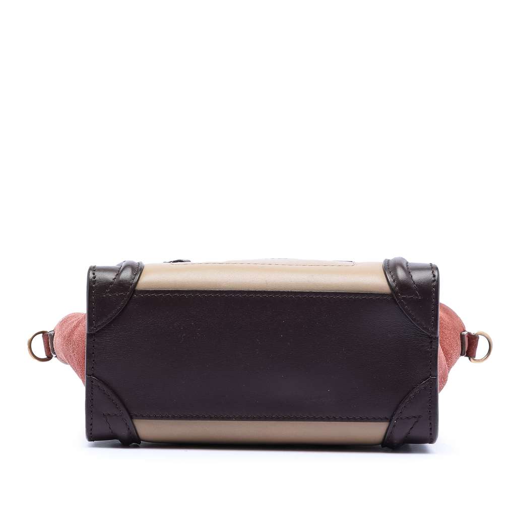 Celine Nano Tricolor Calfskin and Suede Luggage Tote Brown Leather Good condition - Inside View
