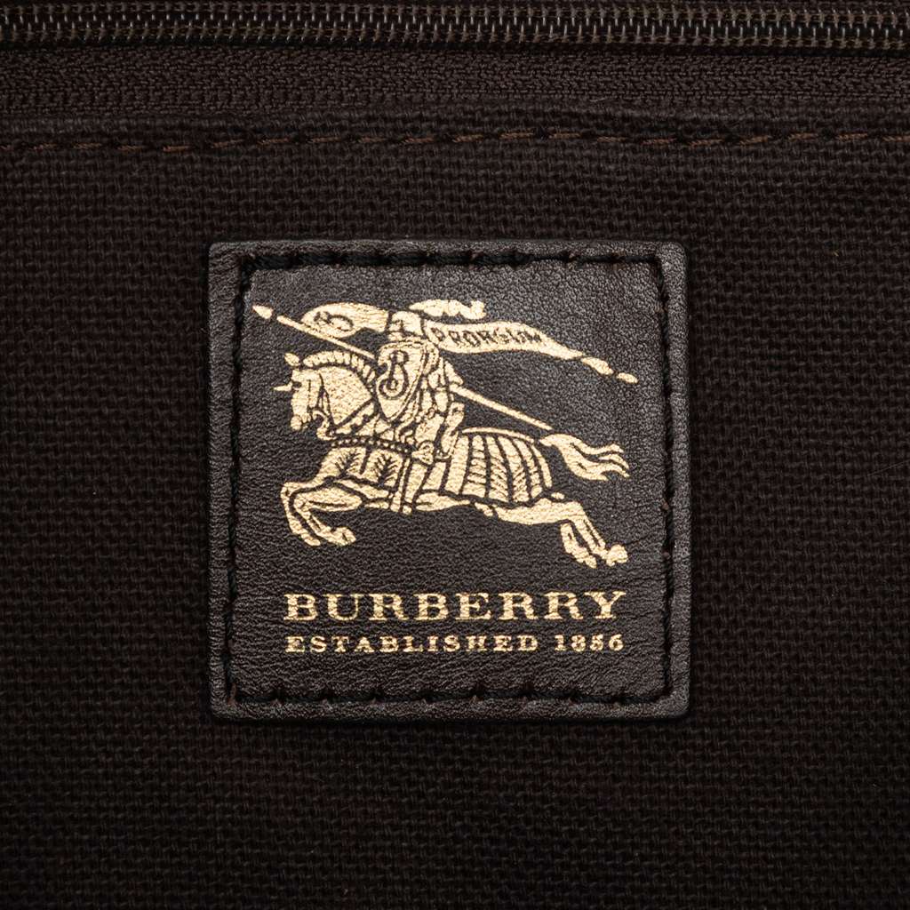 Burberry Haymarket Check Coated Canvas Tote Brown Canvas Good condition - Box View