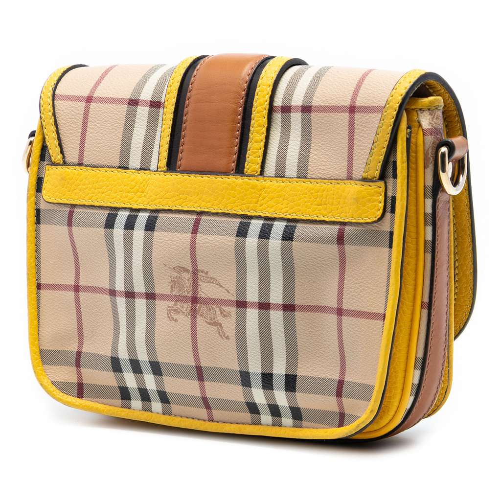 Burberry Haymarket Check Coated Canvas and Leather Buckle Flap Brown Canvas Good condition - Back View