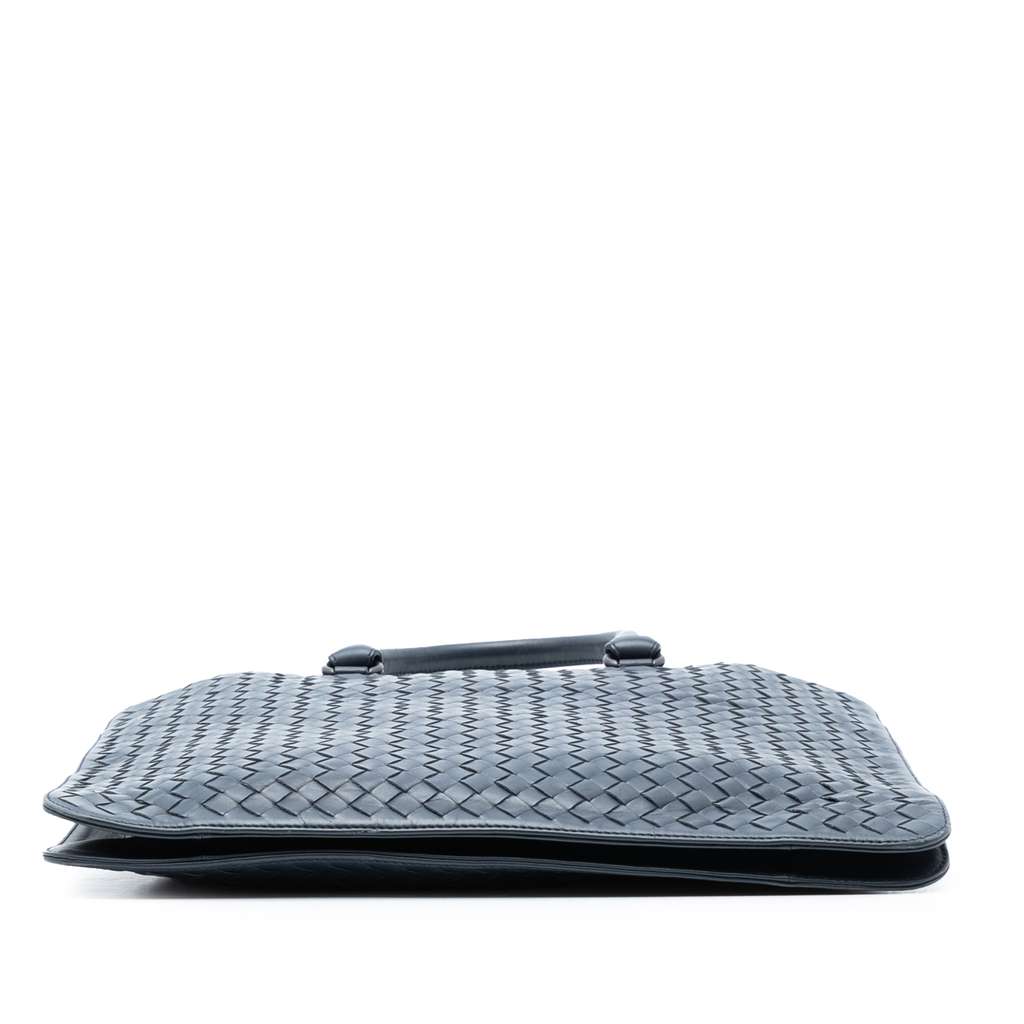 Bottega Veneta Nappa Intrecciato Business Bag Blue Leather Good condition - Inside View