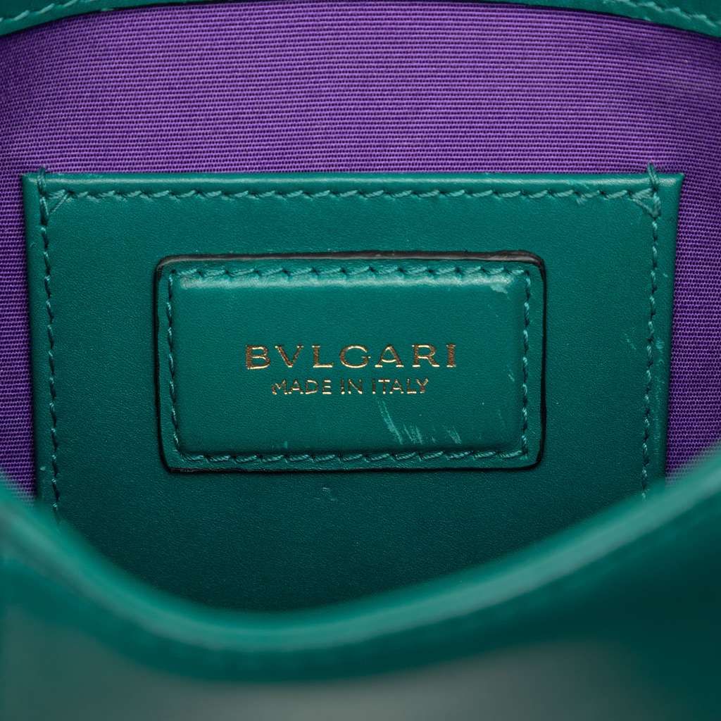 Bvlgari Small Leather Square Serpenti Forever Chain Crossbody Green Leather Good condition - Box View