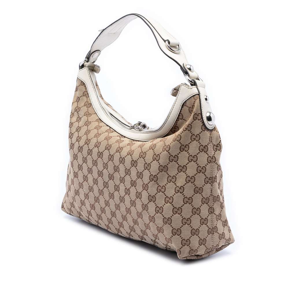 Gucci Medium GG Canvas Icon Bit Satchel Brown Canvas Good condition - Back View
