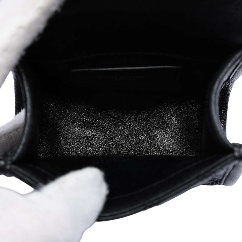 Saint Laurent Baby Quilted Lambskin Becky Belt Bag Black Leather Good condition - Model View