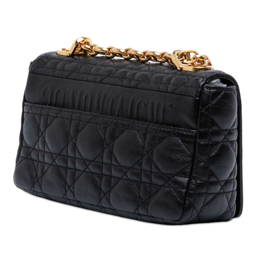 Dior Small Calfskin Cannage Caro Bag Black Leather Good condition - Back View
