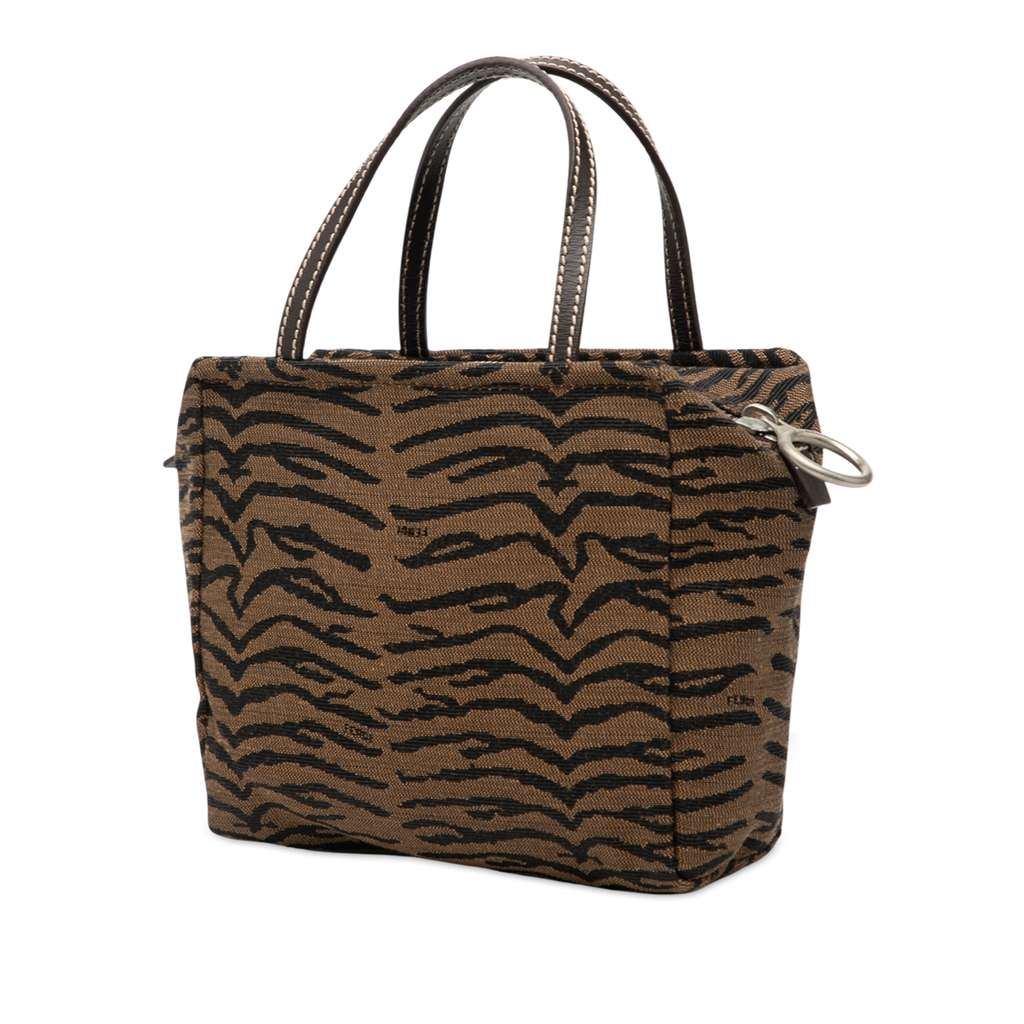 Fendi Canvas Zebra Print Handbag Brown Canvas Good condition - Back View