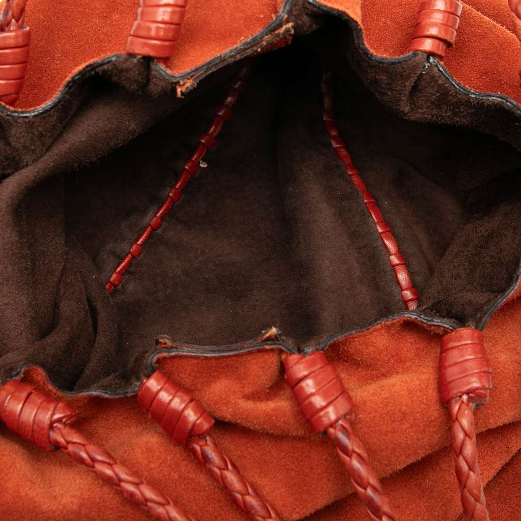 Saint Laurent Suede Braided Hobo Orange Leather Good condition - Model View
