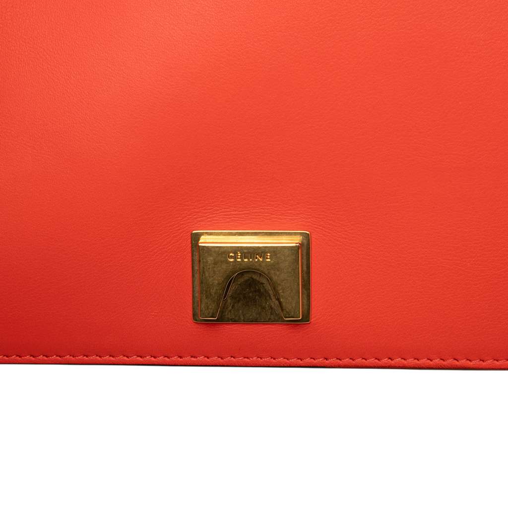 Celine Medium Shiny Smooth Calfskin Frame Shoulder Bag Red Leather Good condition - Box View