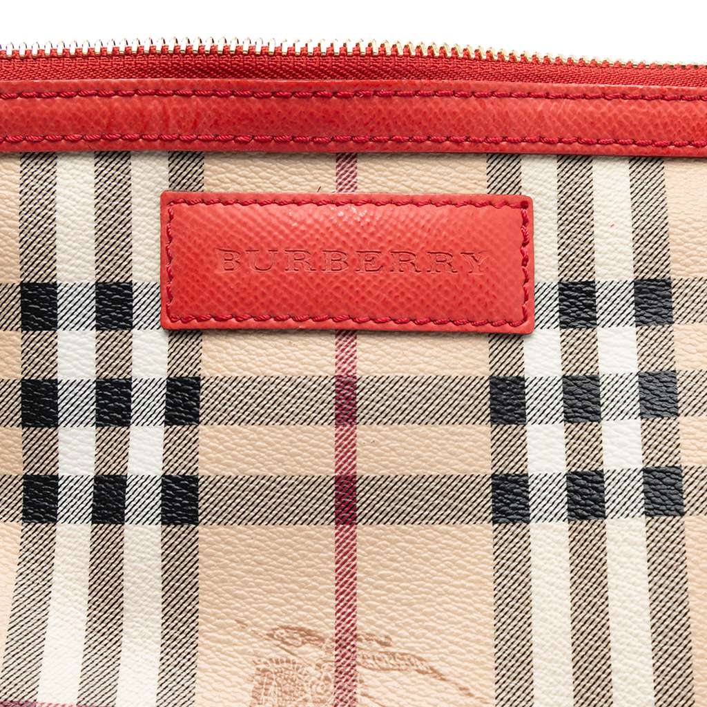Burberry Haymarket Check Coated Canvas Pouch Brown Canvas Good condition - Box View