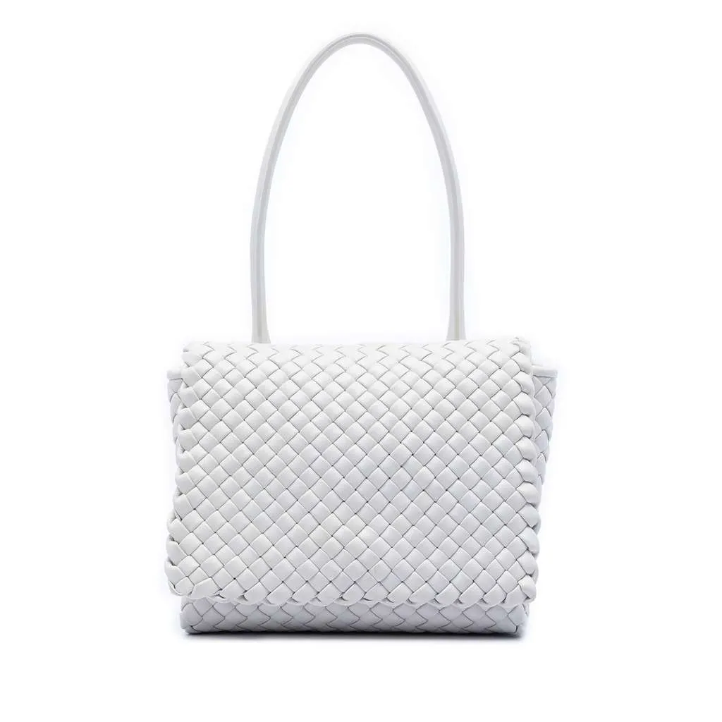 Bottega Veneta Nappa Intrecciato Patti Shoulder Bag White Leather Very good - Front View
